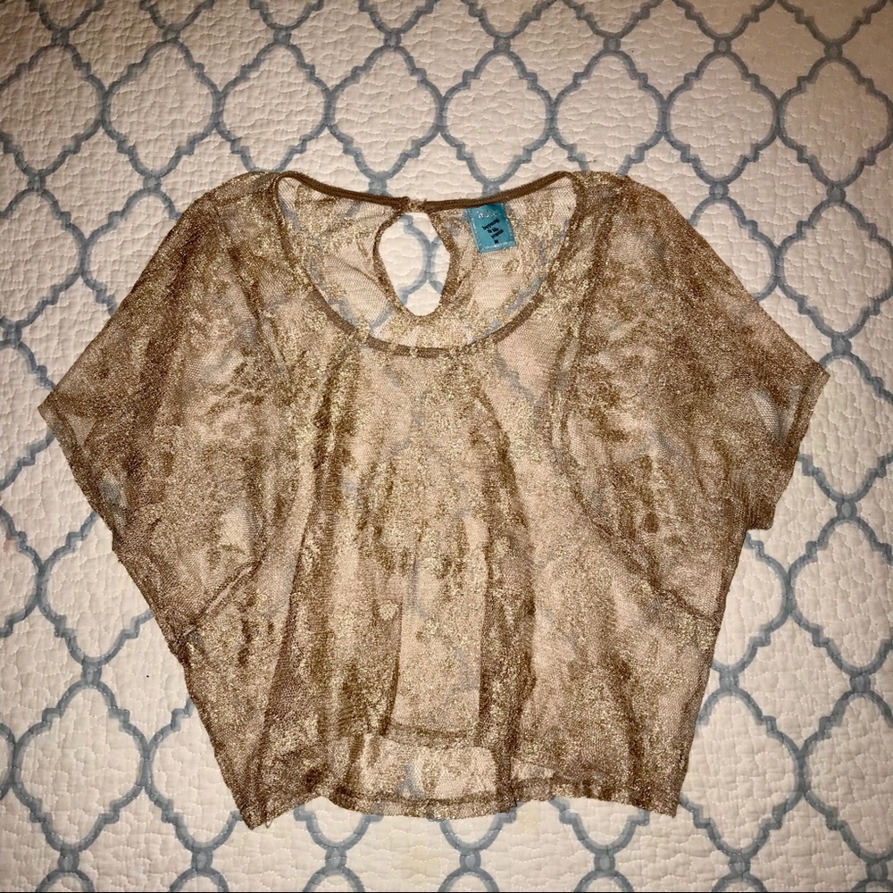 Gold Embroidered Crop Top (Medium)
